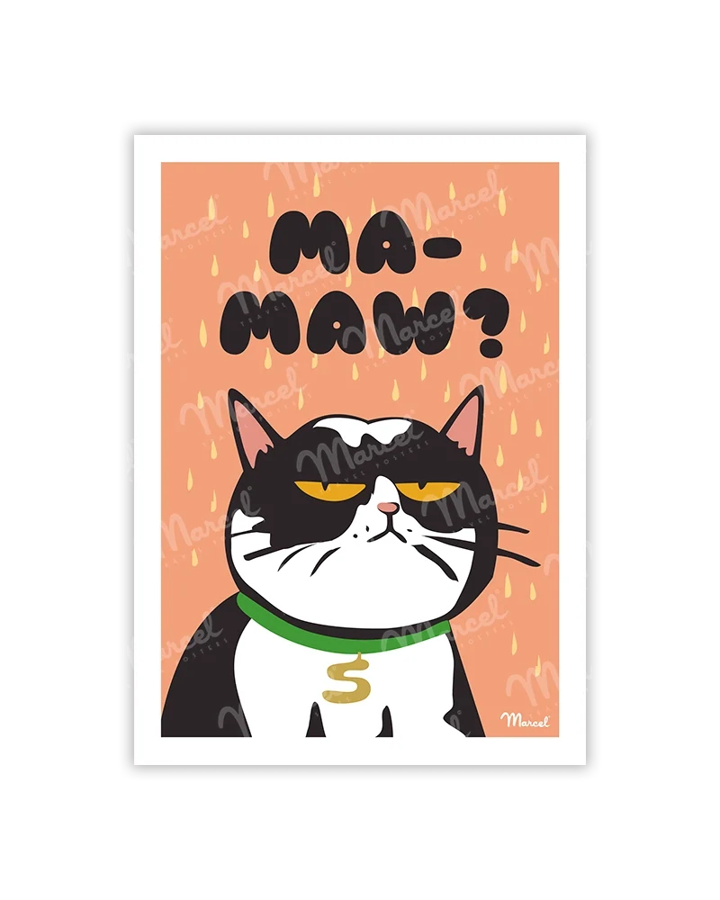 Carte de Voeux "Chat grincheux collier"