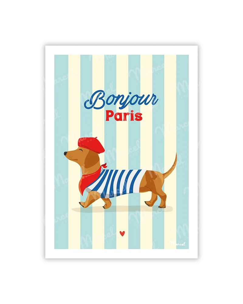 Carte de voeux PARIS "Teckel"