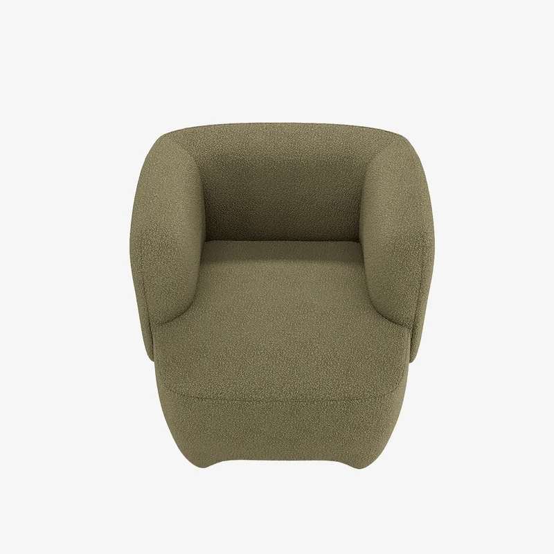 NOA - Fauteuil en laine boucl e vert kaki