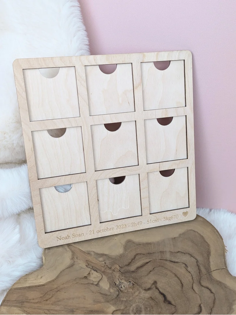 Cadre façon photomaton 9 cases pour magnets
