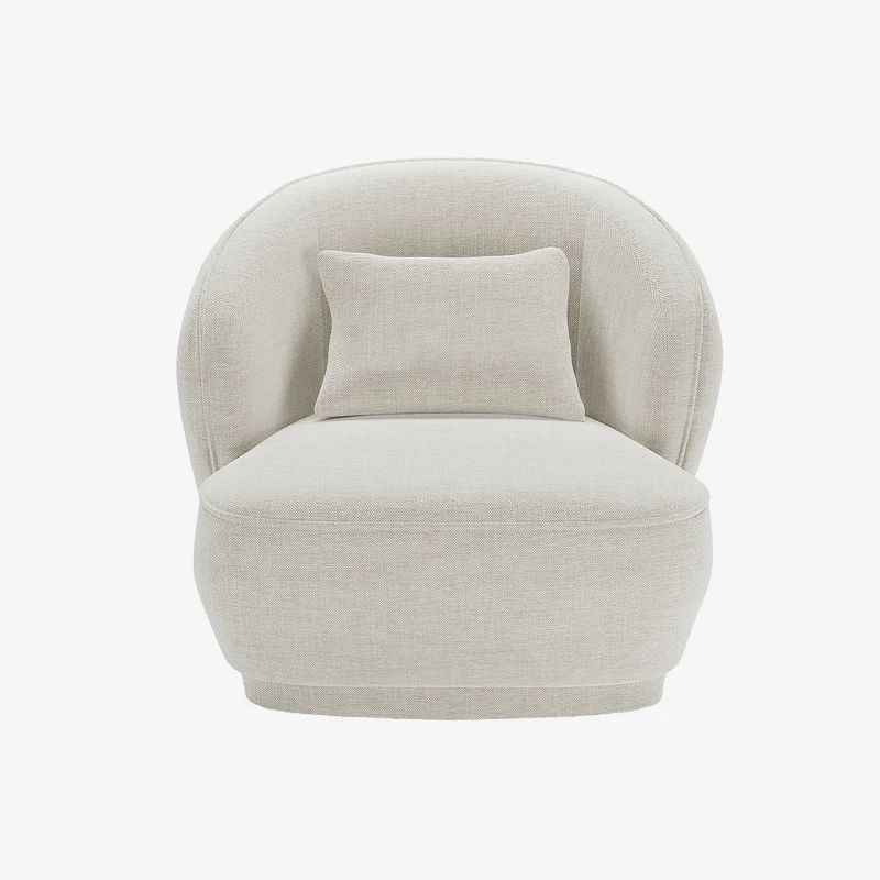 Fauteuil design tissu beige Pablo