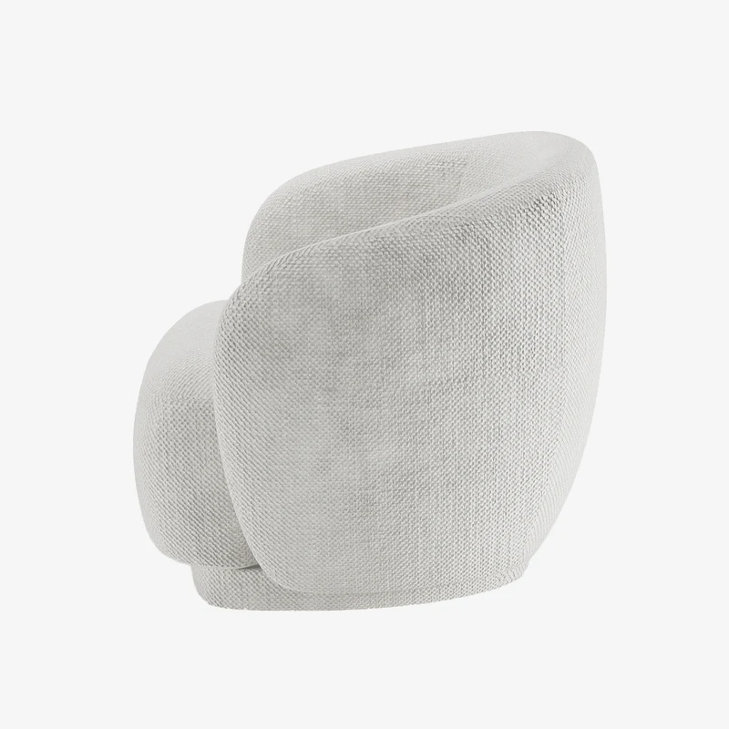 Fauteuil design demi-tonneau tissu chenille blanc Victoria
