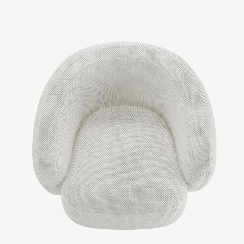 Fauteuil design demi-tonneau tissu chenille blanc Victoria
