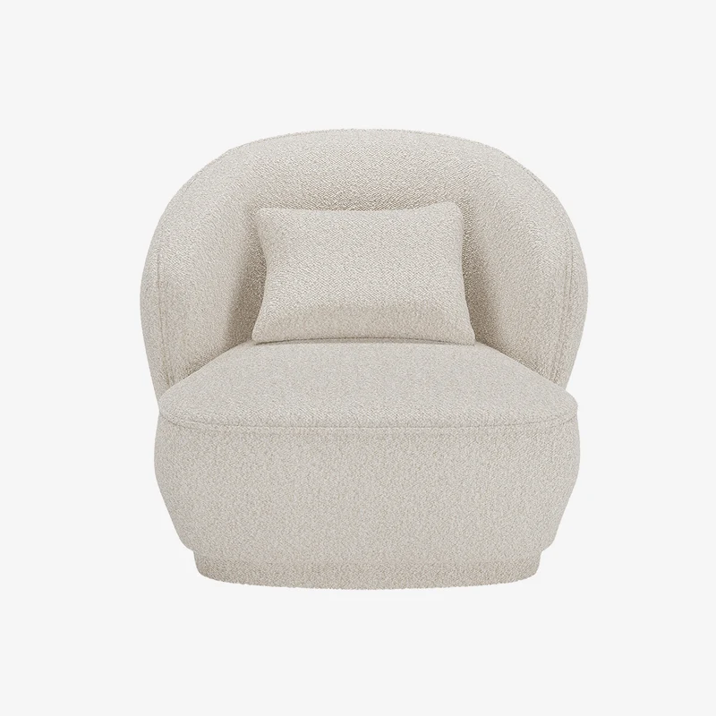 Fauteuil design bouclette gris-cr me Pablo