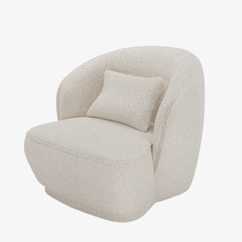 Fauteuil design bouclette gris-cr me Pablo