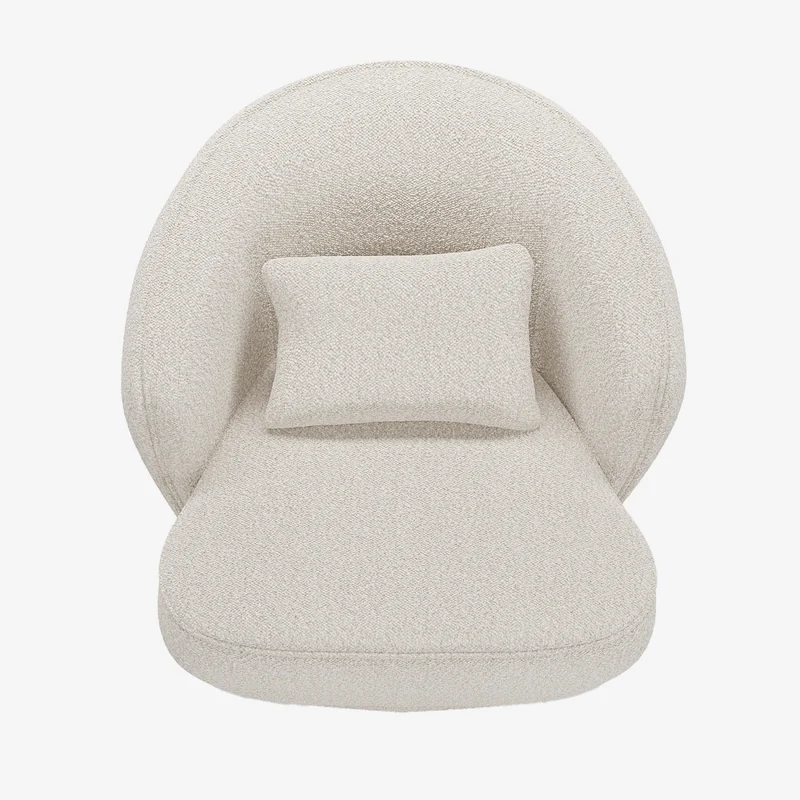 Fauteuil design bouclette gris-cr me Pablo