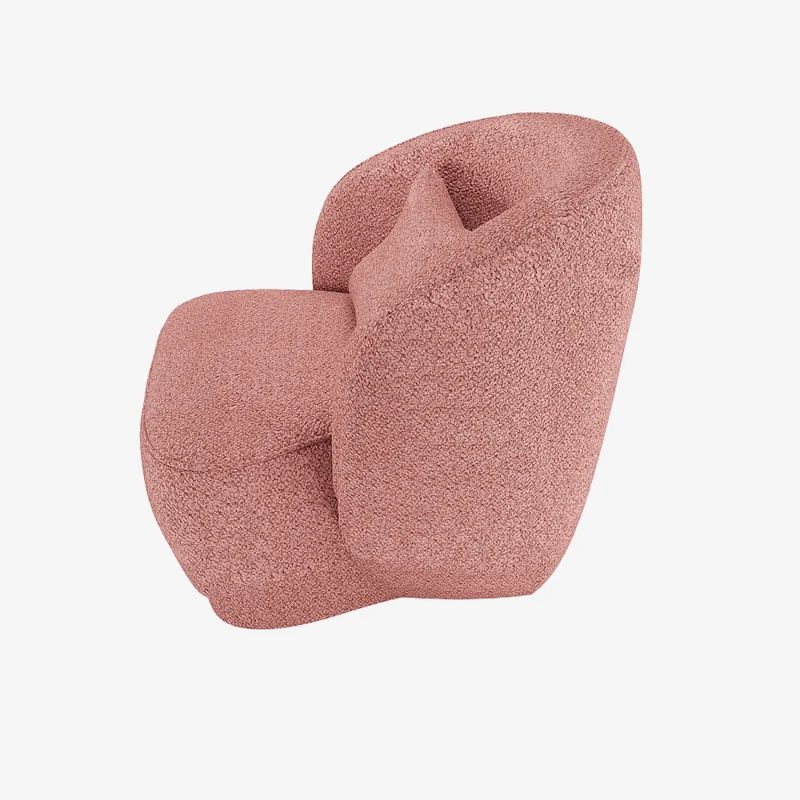 Fauteuil design boucl rose Pablo