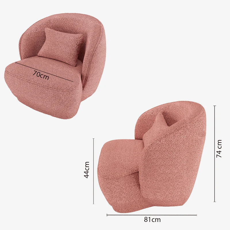 Fauteuil design boucl rose Pablo