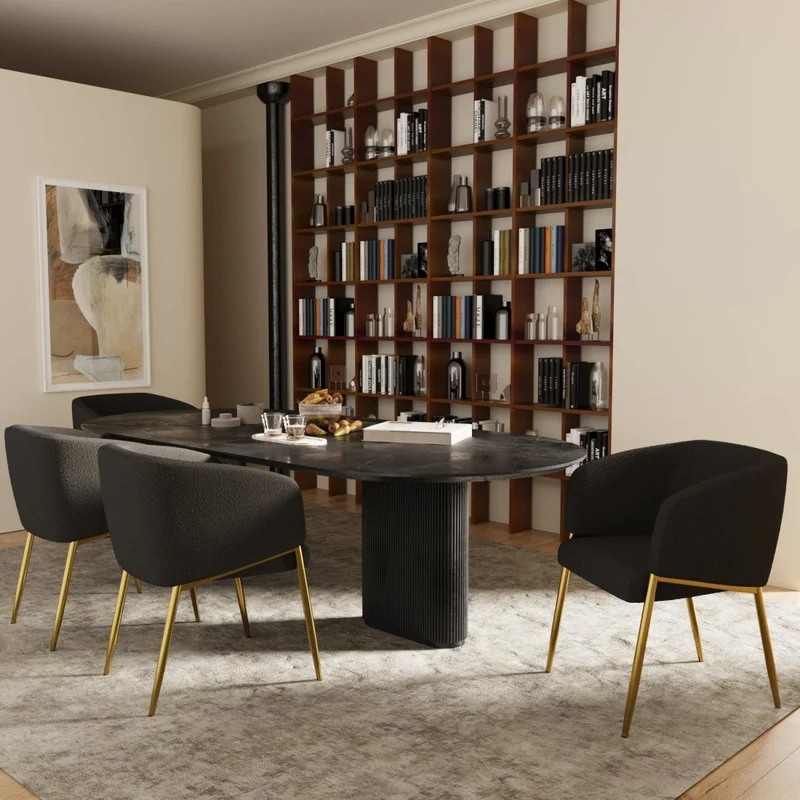 Fauteuil de salle manger bouclette gris fonc Basile