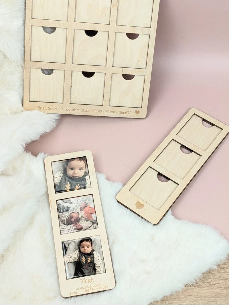 Cadre façon photomaton 3 cases pour magnets