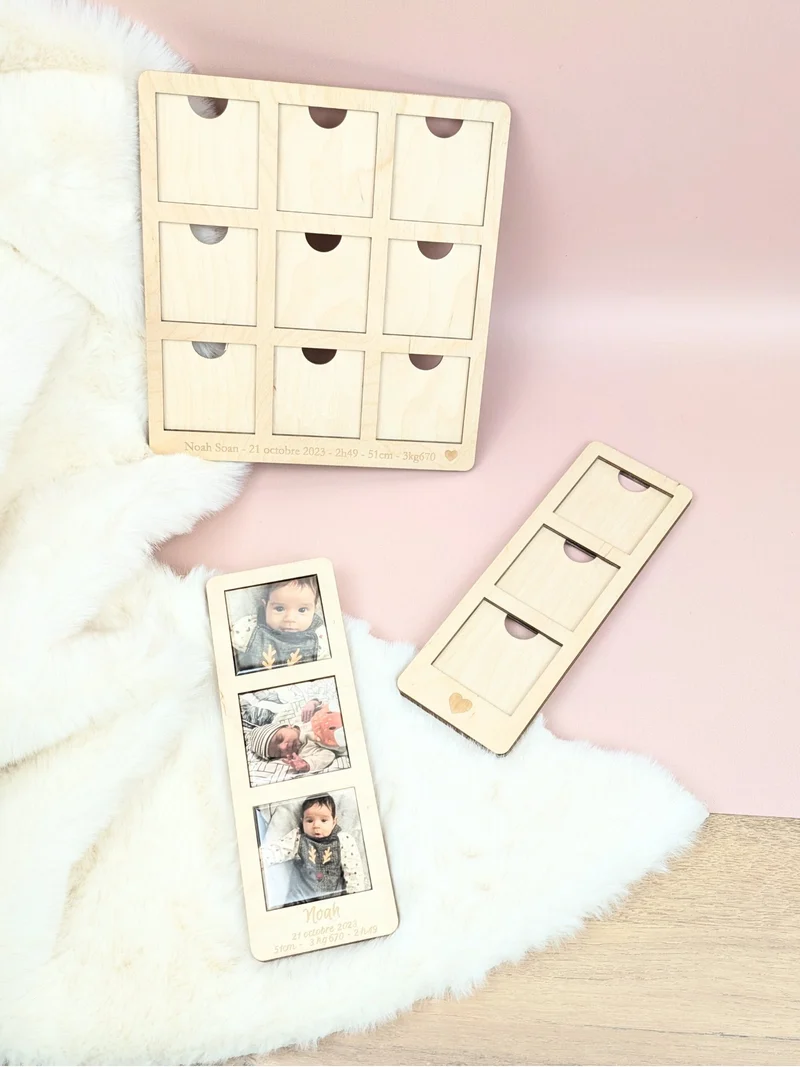 Cadre façon photomaton 3 cases pour magnets