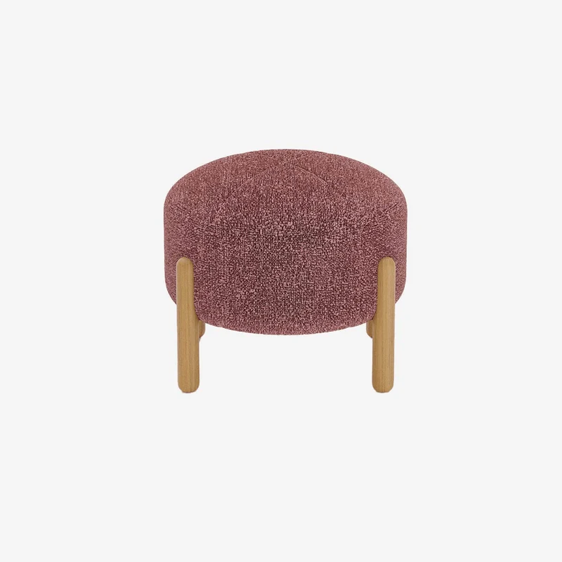 Pouf laine boucl e rose & bois Cam lia