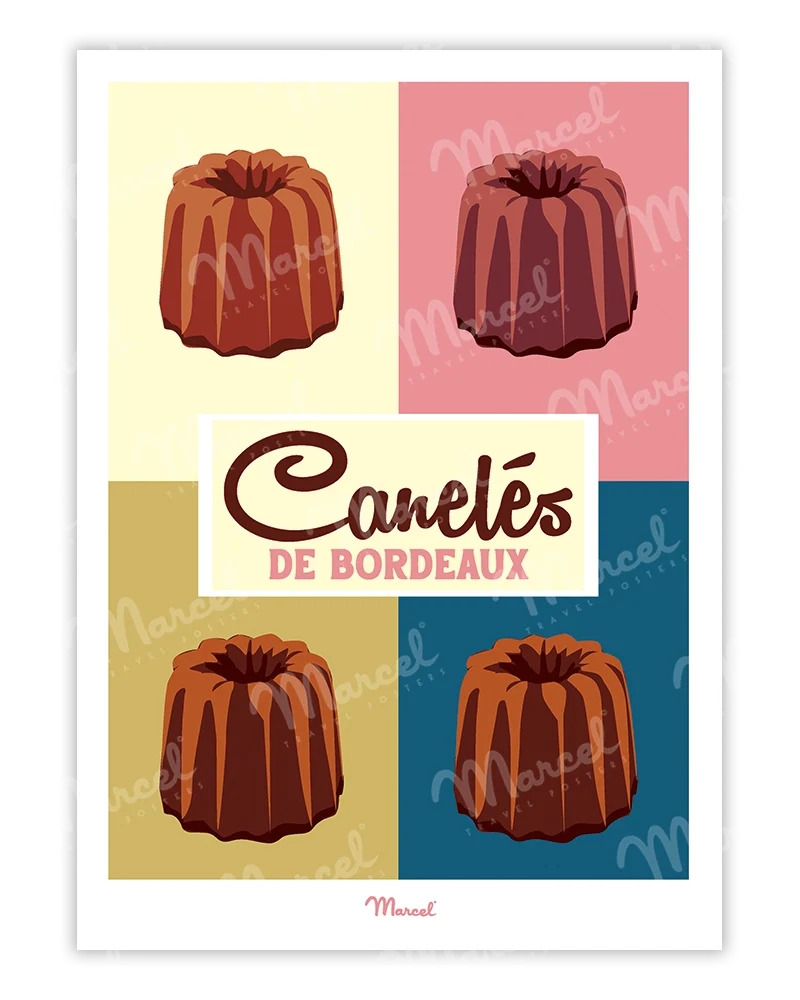 Affiche BORDEAUX "Les 4 Canelés"