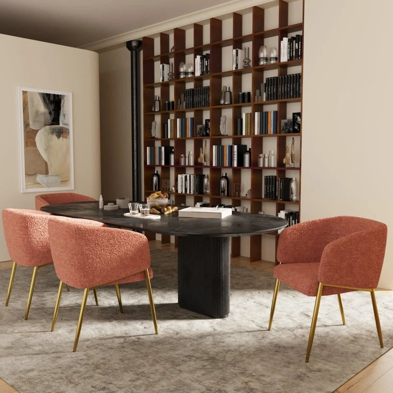 Fauteuil de salle manger bouclette couleur brique Basile