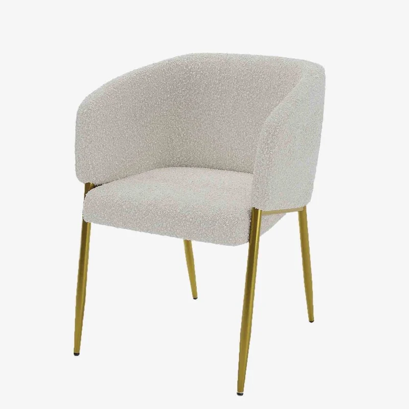 Fauteuil de salle manger bouclette blanche Basile