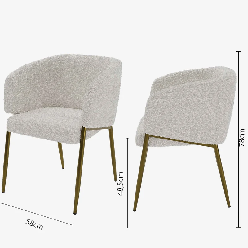 Fauteuil de salle manger bouclette blanche Basile