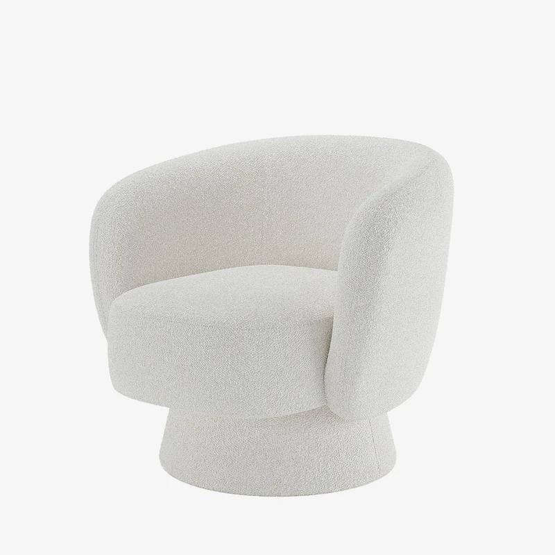 Fauteuil bouclette pivotant blanc Salma