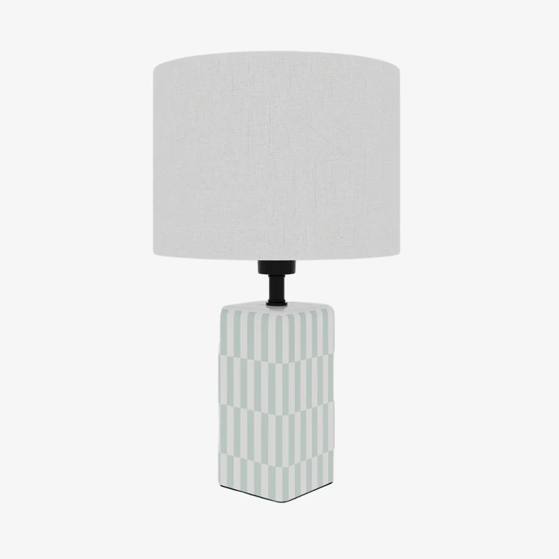 Lampe poser Manet c ramique vert d eau et lin naturel