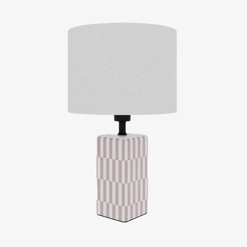 Lampe poser Manet c ramique rose poudr et lin naturel