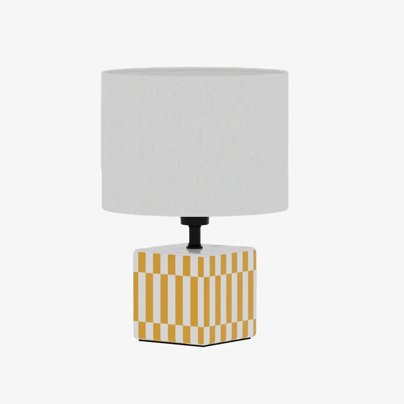 Petite lampe poser Manet c ramique jaune solaire et lin naturel