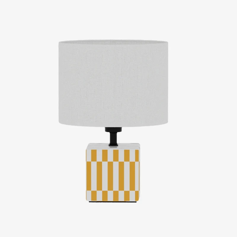 Petite lampe poser Manet c ramique jaune solaire et lin naturel