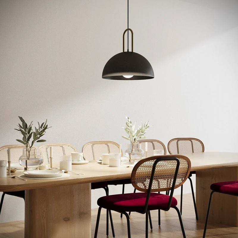 Luminaire suspension m tal noir et or Marivaux