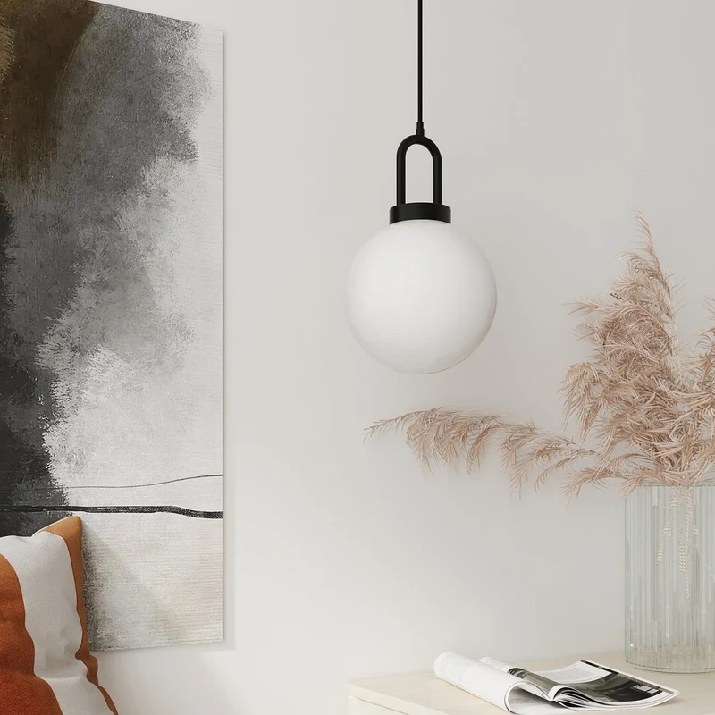 Luminaire suspension globe et m tal noir Lafayette