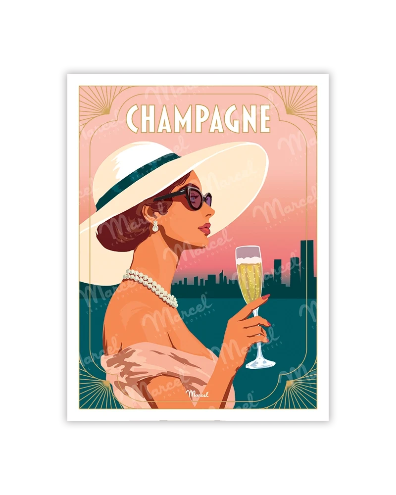 Carte Postale "Lady Champagne"