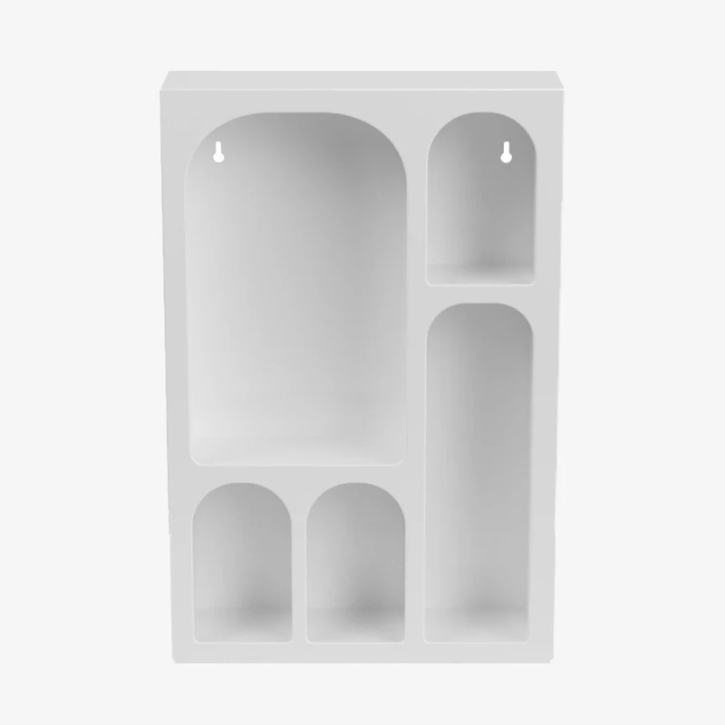 tag re murale en bois 5 niches coloris blanc Hortense