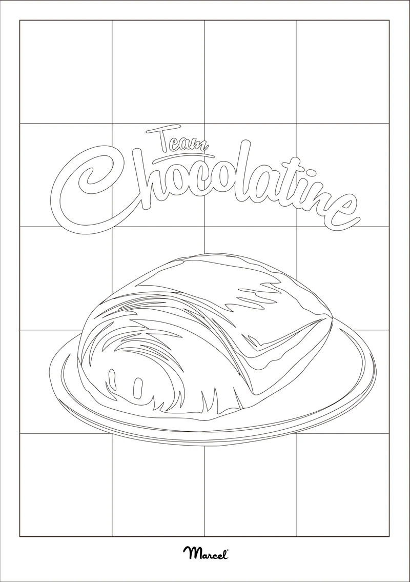 Carte Postale A5 à colorier "Team Chocolatine"