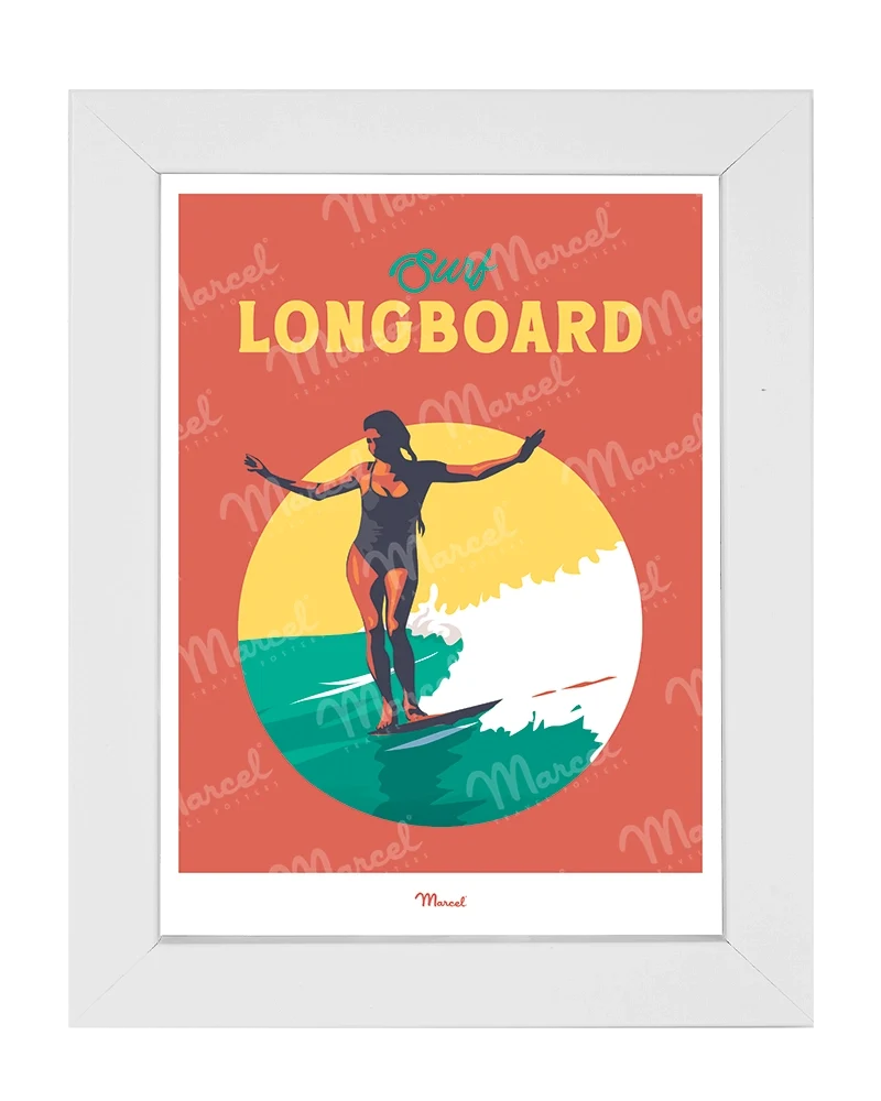 Carte Postale Travel Color "Surf Longboard"