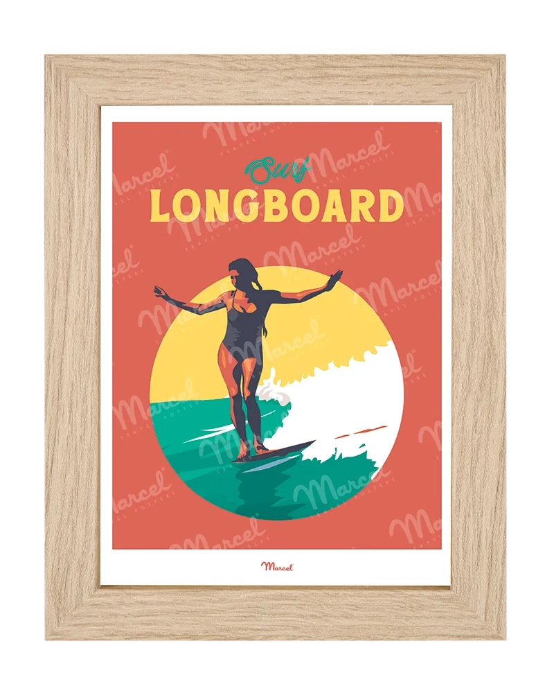 Carte Postale Travel Color "Surf Longboard"