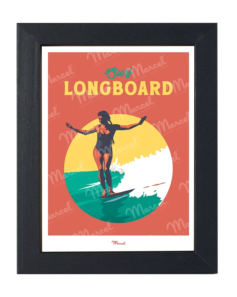 Carte Postale Travel Color "Surf Longboard"