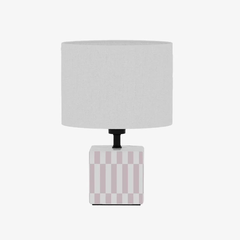 Petite Lampe Poser Manet - C ramique rose et abat-jour en lin
