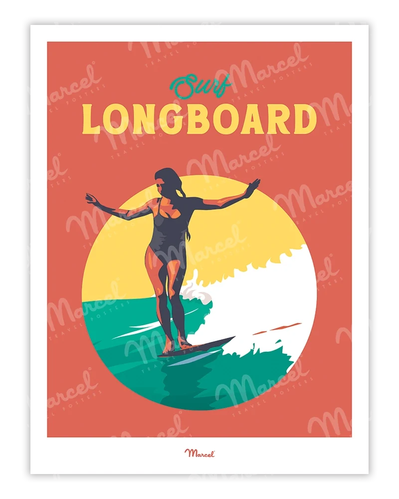 Affiche Travel Color "Longboard"
