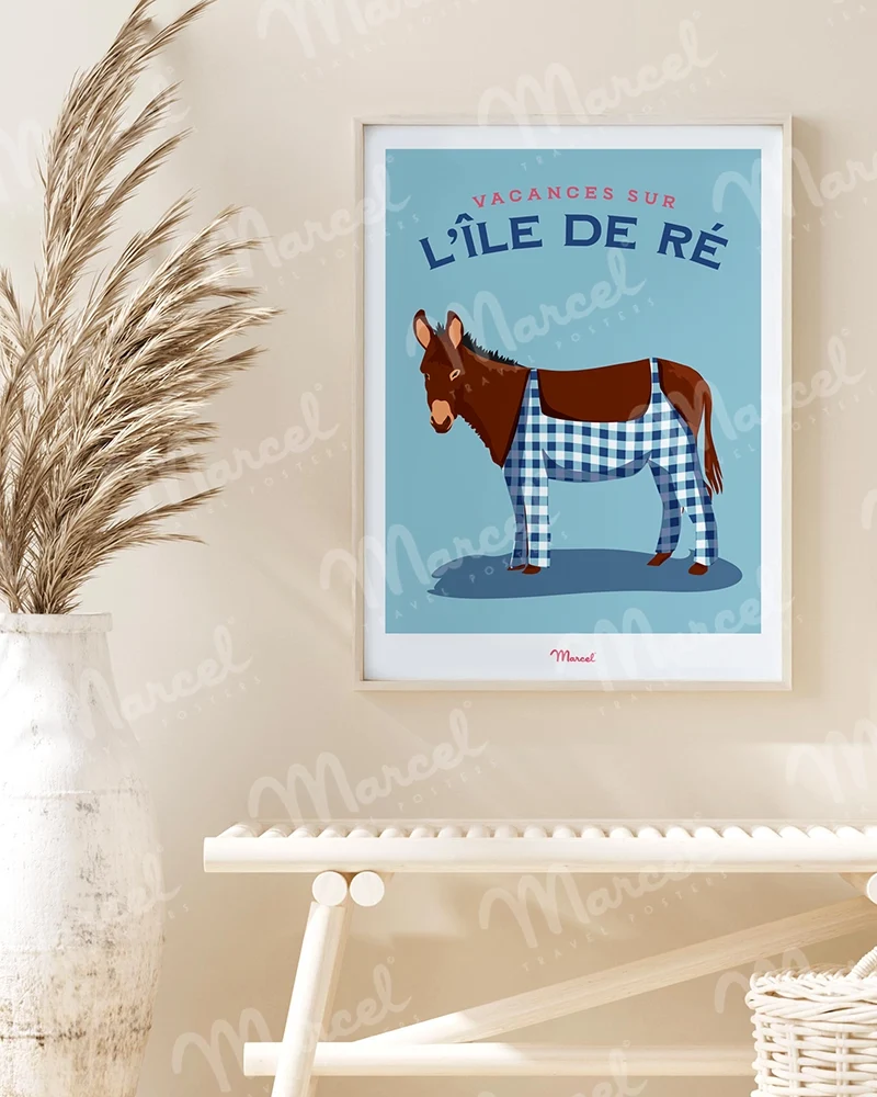 Affiche Travel Color ILE DE RÉ "L'Âne"