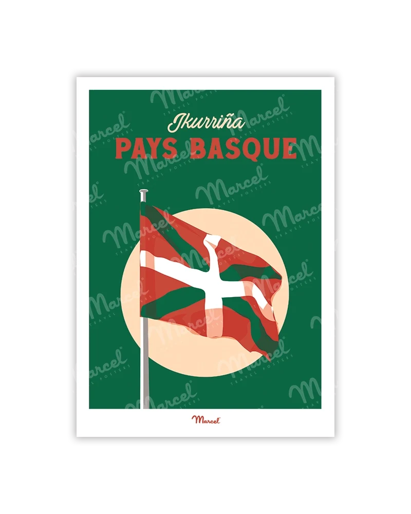 Carte Postale Travel Color PAYS BASQUE "Le Drapeau"