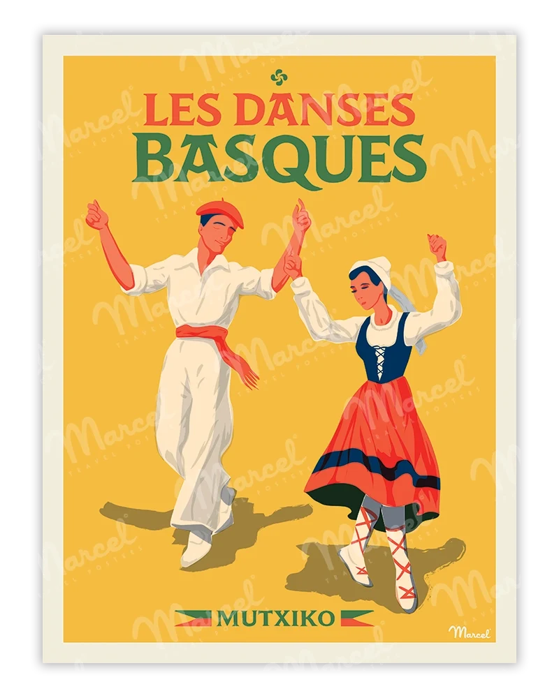 Affiche PAYS BASQUE "Les Danses Basques"