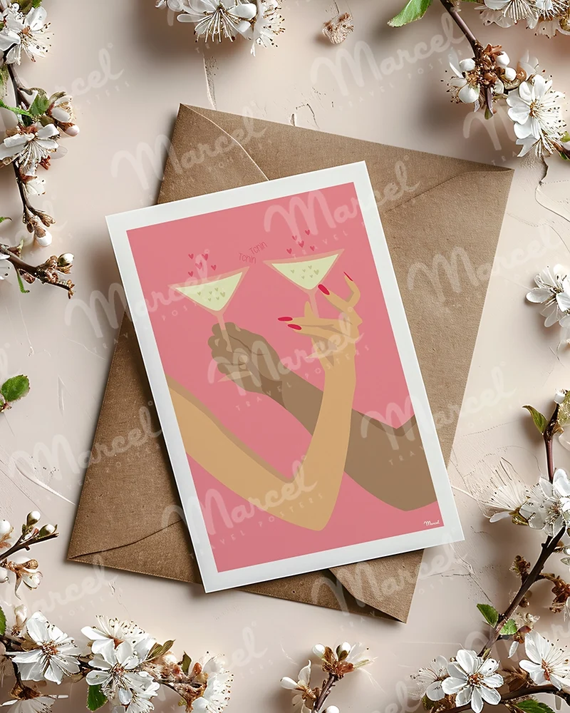 Carte Postale Amour "Champagne"