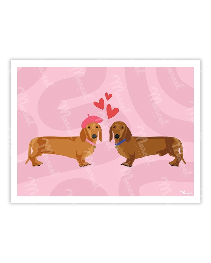 Affiche "Couple Teckels"