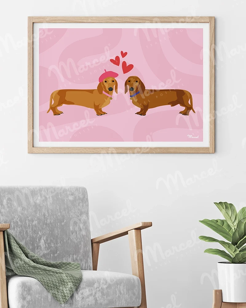 Affiche "Couple Teckels"