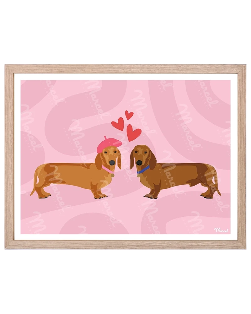 Affiche "Couple Teckels"