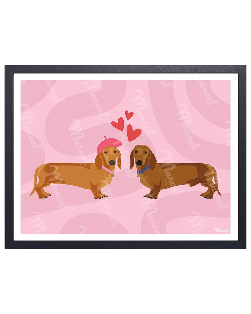 Affiche "Couple Teckels"