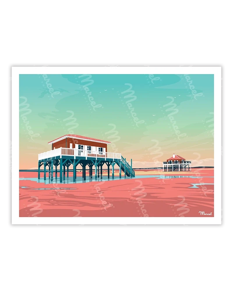 Affiche ARCACHON "Cabanes Tchanquées"