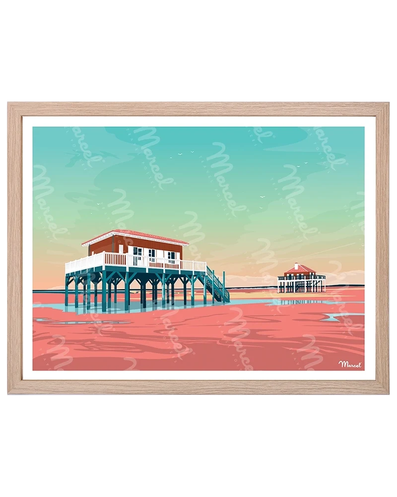 Affiche ARCACHON "Cabanes Tchanquées"