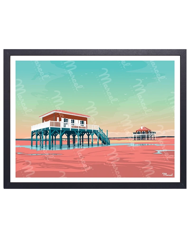 Affiche ARCACHON "Cabanes Tchanquées"