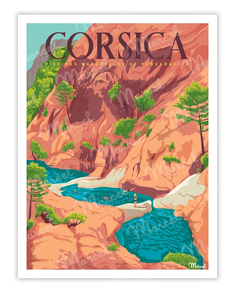 Affiche CORSE "Cascades de Purcaraccia"