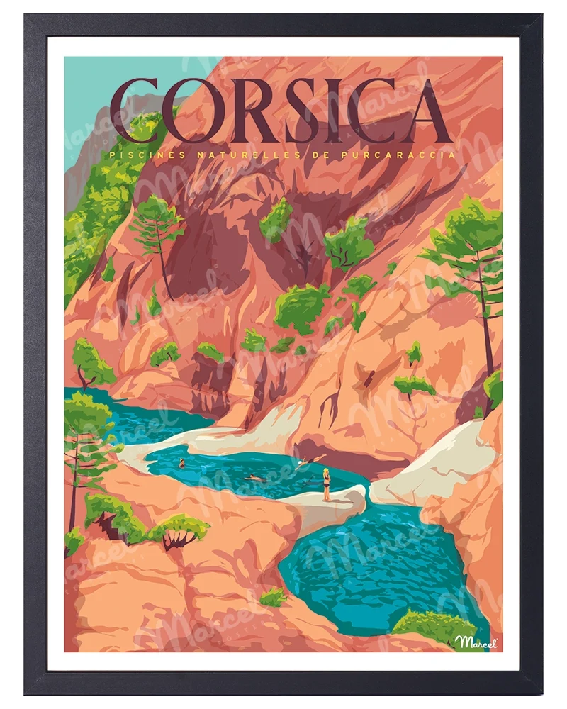 Affiche CORSE "Cascades de Purcaraccia"