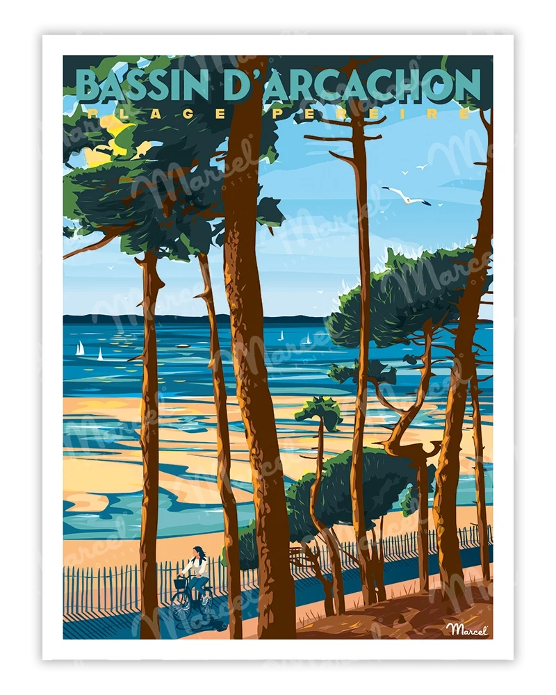 Affiche BASSIN D'ARCACHON "Plage Pereire"