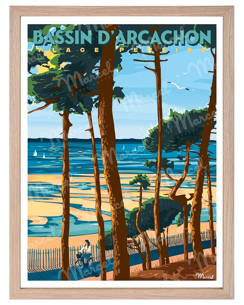 Affiche BASSIN D'ARCACHON "Plage Pereire"